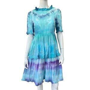 Antique Overdyed Cotton Ruffled Edwardian Dress, Small